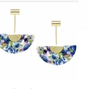 Metal Bar With Swinging Acetate Disc Drop Earrings